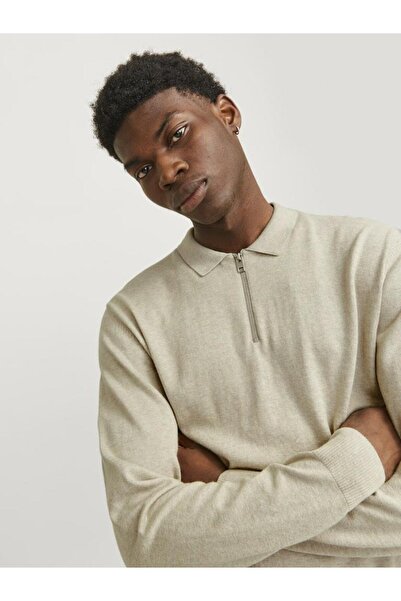 Jack & Jones Jjeemil Knit Polo |   Half Zipper Long Sleeve Men's Knitwear