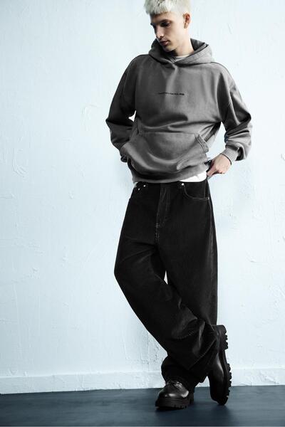 Pull & Bear Düz kesim kadife pantolon