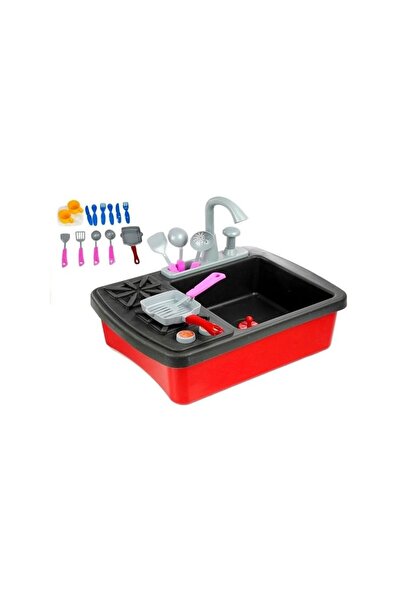 LeanToys Set chiuvetă de jucărie cu aragaz și baterie pentru copii cu 14 acce...