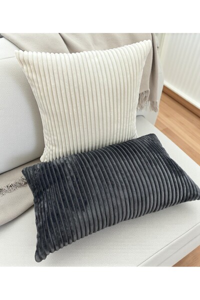 HHKARTS Velvet Throw Pillow Cover Striped Decorative Pillowcase, Modern Design