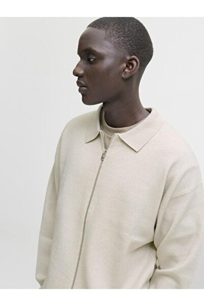 Jack & Jones Men's Beige Jprblabradfort Knit Cardigan Sweater & Cardigan 12281760-Silverlin