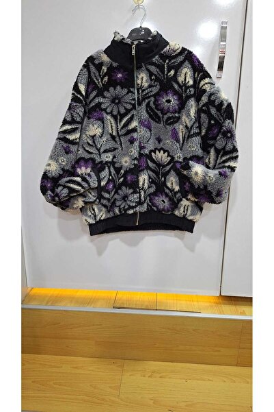 NUR TEKSTİL erkek gri desenli Yeni Sezon önden fermuarlı cepli astarlı Kuzu p...