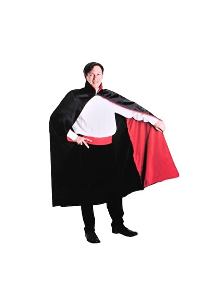 OEM Dracula Deluxe Cape, Halloween accessory, long length, black with red accents, one size