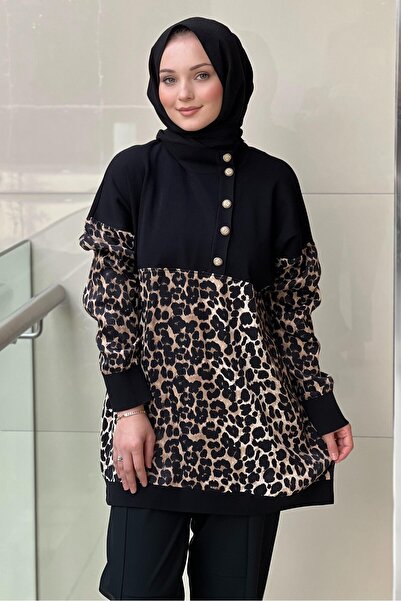 Ghisa Triko Saten Combinli Desenli Tunik 4191
