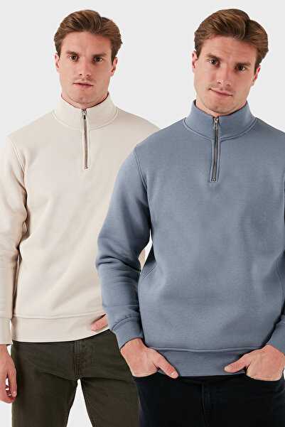 Buratti Памучна блуза с правилна кройка и стояща яка, 2 броя, мъжка SWEAT 590...