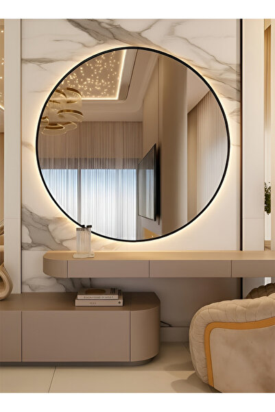 Taimi Extra Large Mirror with Stylish Backlit Design 80cm- For Makeup, Dressing Room, Living Room,Black