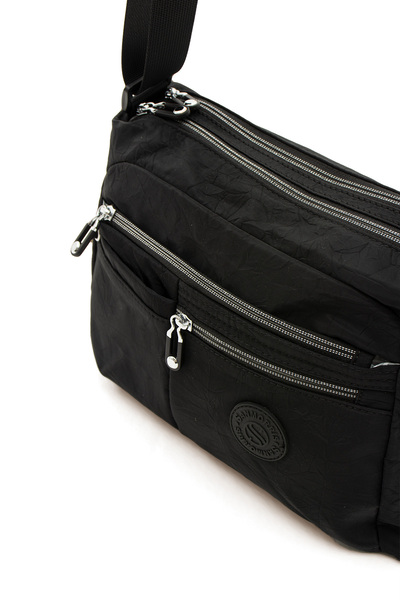 Sanmorris 4006 Brand Multi-Compartment Waterproof Wrinkle Fabric Crossbody Bag
