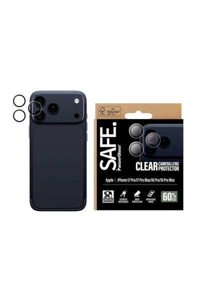 CARE by PanzerGlass® Protecție cameră pentru iPhone 16 Pro / 16 Pro Max / 17 Pro / 17 Pro Max, sticlă securizată, transparentă