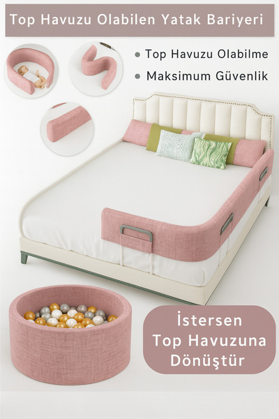 Dizanor Yeni Nesil Top Havuzuna Dönüşebilen 240 cm Tek Parça Yatak ve Beşik G...