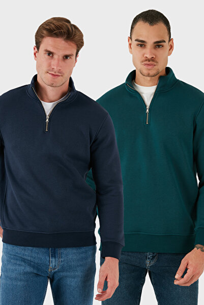 Buratti Bumbac Regular Fit Guler înalt Pachet de 2 Sweat pentru bărbați SWEAT...