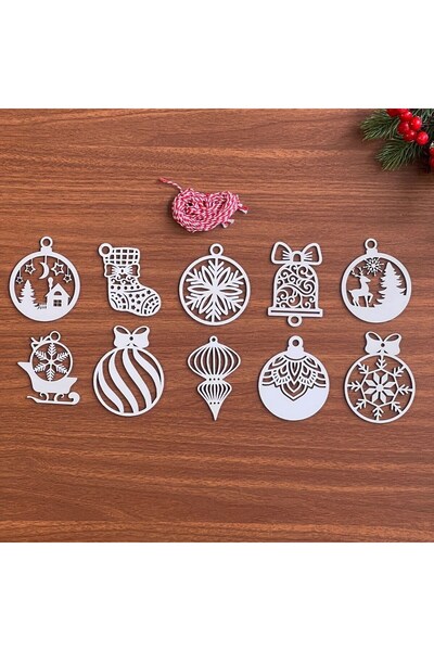 Go İthalat 10 قطع زينة شجرة عيد الميلاد الخشبية ذات النمط المختلط باللونين ال...