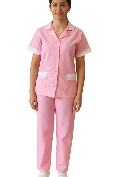 Rannah's Uniform زي التنظيف المنزلي الاحترافي مع أزرار وحواف متباينة