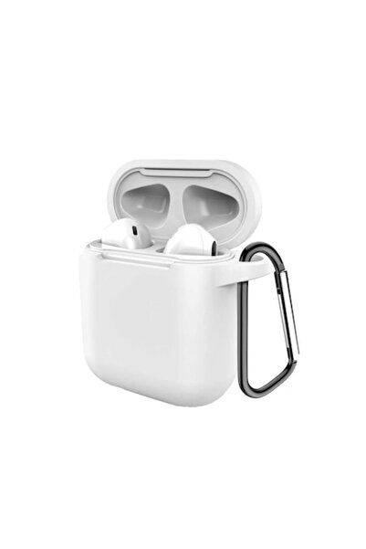 Doty Ultra-slim silicone case for Apple AirPods 1 & 2, soft touch, with carabiner, white