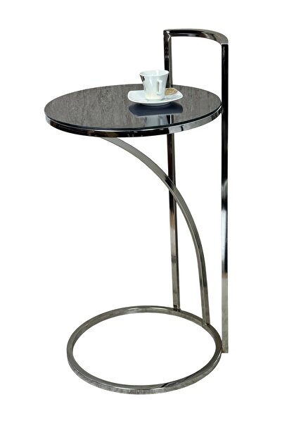 LONART CONCEPT Vip Koltuk İçine Giren C Yan Sehpa Metal İskelet Ayna Üst