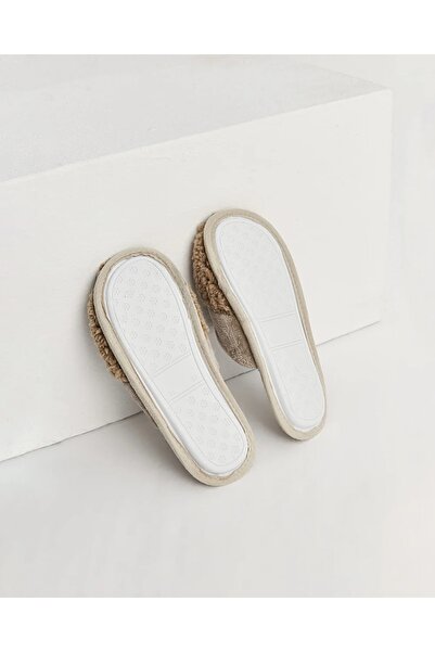 LAMİNTA Sagu Star Detailed Brown Plush House Slippers