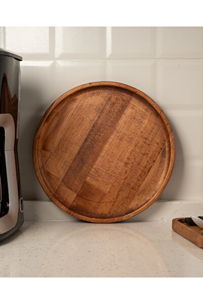 Decoplay Cam Salata Kasesi ve Tepsi Seti Büyük Boy 28 cm – Ahşap Tepsili Cam Salata Kase Seti