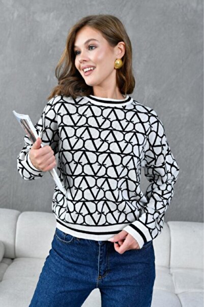 Miss Allos Pulover tricotat cu mânecă lungă cu model pentru femei