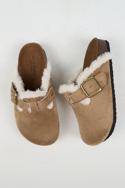no miento Cancun Fur Women's Vegan Leather Buckle Mink Sabo Slippers