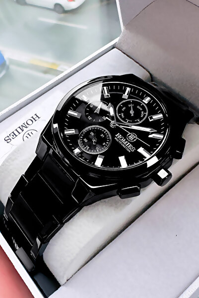 Homies ساعة يد رجالية متعددة الوظائف لون أسود سوار فولاذي 3 ATM مقاومة للماء ...