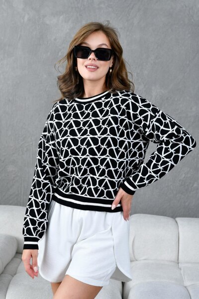 Miss Allos Pulover tricotat cu mânecă lungă cu model pentru femei