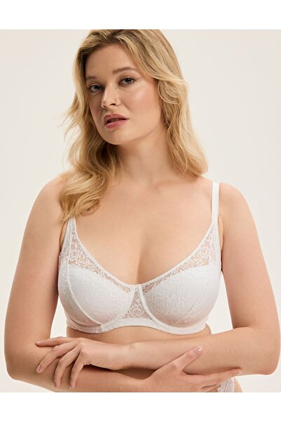 ESOTIQ Lightly Padded Bra with Removable Decorative Decollete Chain Floral Lace Feminine | Netsi