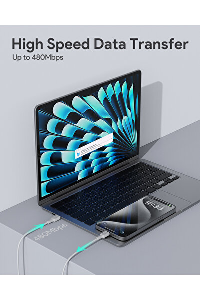 AUKEY Circlit Blink 60W Lite Cable 2m. DTY Braided USB-C to USB-C - CB-DCC064 White