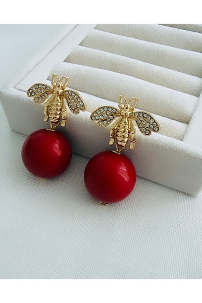 VNS Accessories أقراط على شكل نحلة مرصعة بالأحجار الكريمة (4.5 سم)