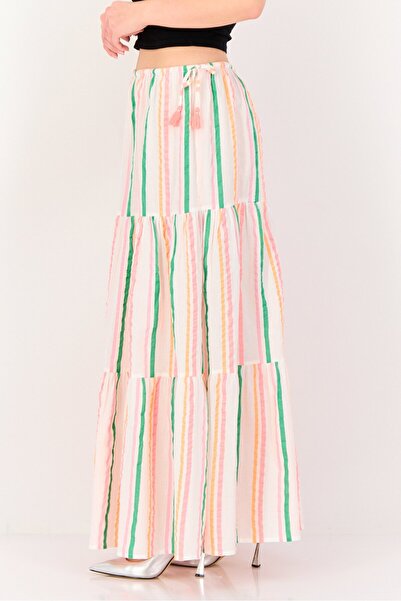 PROMOD Women Stripe Maxi Skirt, Multicolor