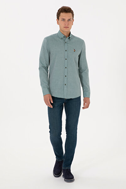 U.S. Polo Assn. Men's Dark Green Long Sleeve Basic Shirt 50307677-Vr079