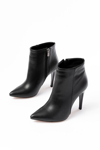Aymood Vrt-4802 Black High Thin Heeled Women's Zippered Boots