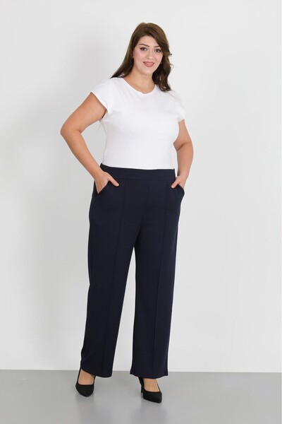 By Alba Collection Women's Dark Blue Classic Leggings with Elastic Waist