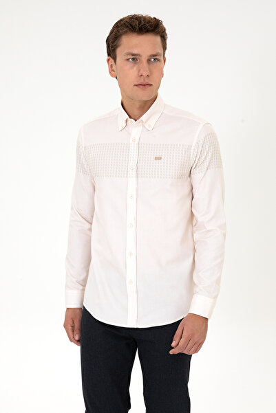 U.S. Polo Assn. Men's Cream Long Sleeve Shirt 50308543-Vr256