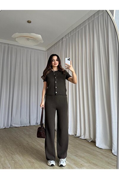 Mooi Butik Zeus Knitwear Set 8681 - Brown