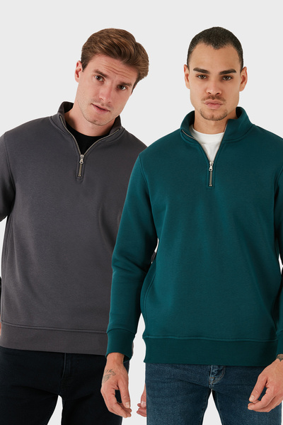 Buratti Bumbac Regular Fit Guler înalt Pachet de 2 Sweat pentru bărbați SWEAT...