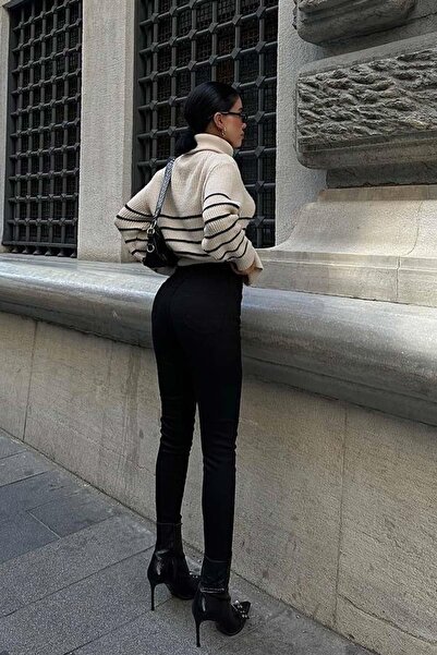 Mine Tan Butik High Waist Stretch Fabric Skinny Jean - Black