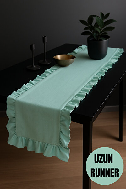 Morlay Mint Green Frilly Runner - 40X150 cm