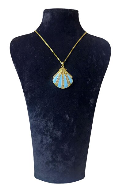 Uretti قلادة ميليك 9215 من الفولاذ بتصميم المحار المرصع بالمينا والأحجار