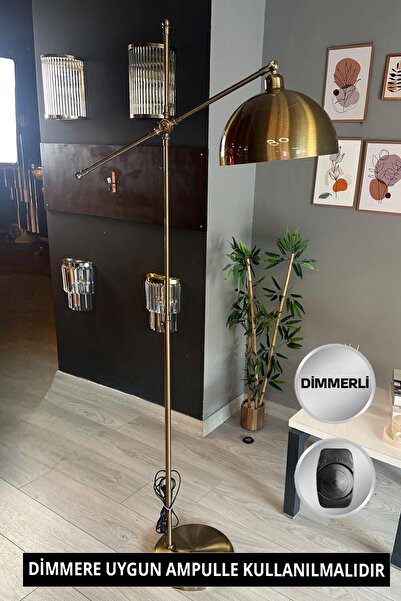 Bamyum Dimmerli Işığı Ayarlanabilen Işığı Artırılıp Azaltılabilen Eskitme Metal Lambader