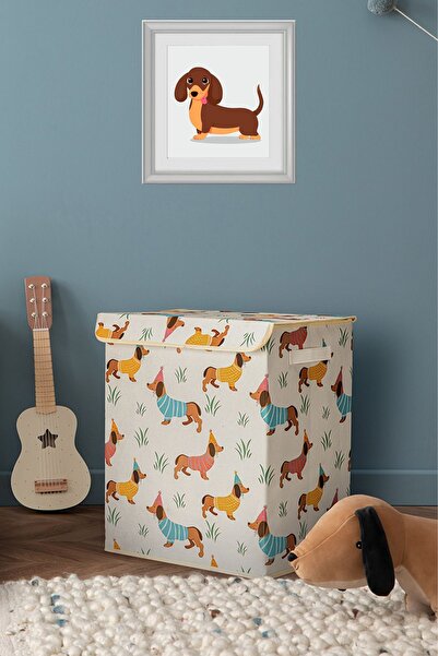 LUXWAY HOME Sausage Dog Çok Amaçlı Kapaklı Oyuncak Çamaşır Saklama Kutusu Kat...