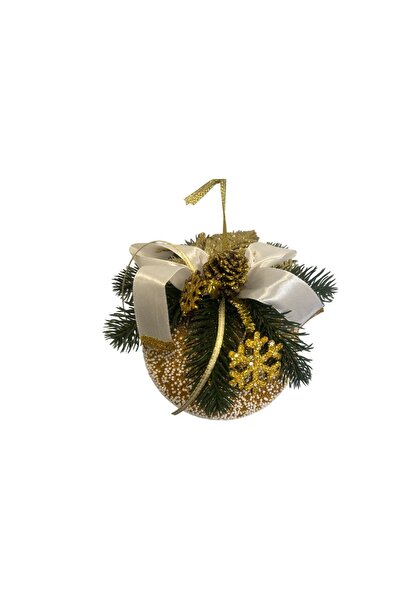 ChristmasExpress Globuri auriu /alb decorate – d15 cm