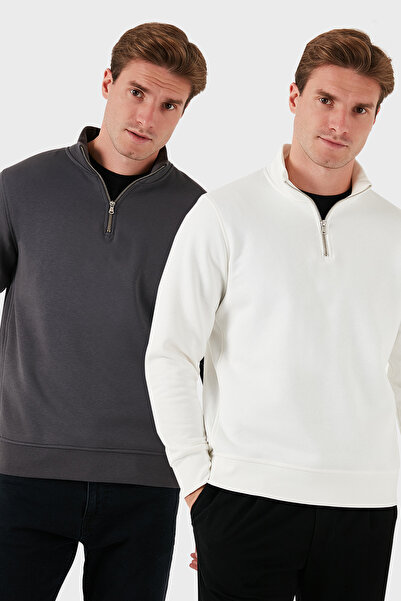 Buratti Памучна блуза с правилна кройка и стояща яка, 2 броя, мъжка SWEAT 590...