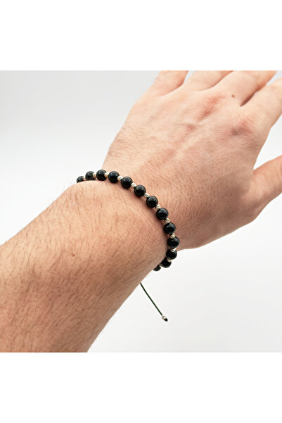 Velar Bracelets Bratara din Snur cu Onix 6mm si Bile din Argint 925