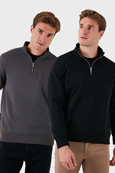 Buratti Cotton Regular Fit Stand Collar 2-Pack Sweat Men's Sweat 59052592S2