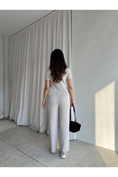 Mooi Butik ZEUS Πλεκτό Σετ 8681 - Κρεμ