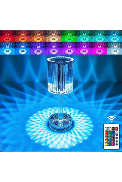 OEM Crystal LED table lamp, with battery, USB charging and remote control, 24 cm