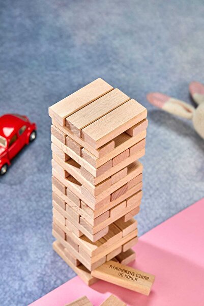 TOHA Penal Jenga Donkey Jokes Version | 54 Pieces Fun Balance Game | 6+ Years Old | 100% Natural Wood