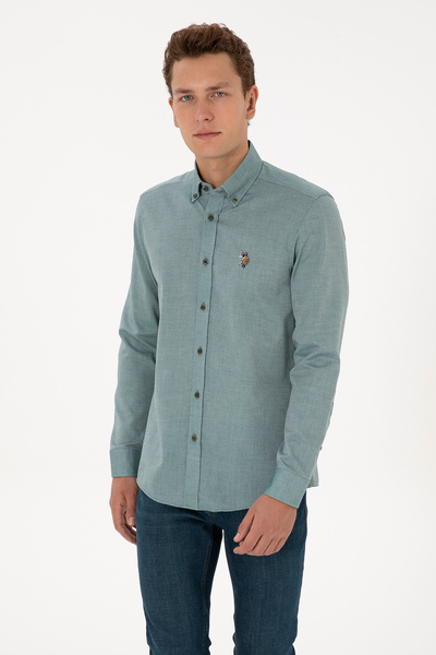 U.S. Polo Assn. Men's Dark Green Long Sleeve Basic Shirt 50307677-Vr079