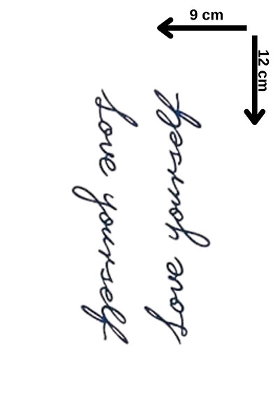 Barly 30 Gün / 1 Ay Kalıcı Love Yourself Yazılı 12 Saat Sonra Kararan Geçici Dövme Tattoo