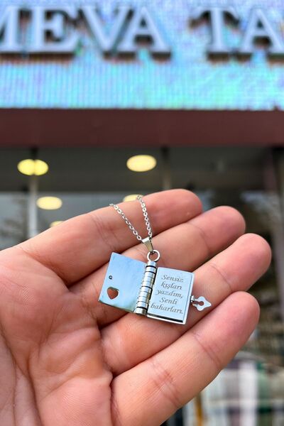 Meva Takı ve Aksesuar Sevgiliye Özel Tasarım Şiirli Kitap Kolye ( Sensiz Kışl...