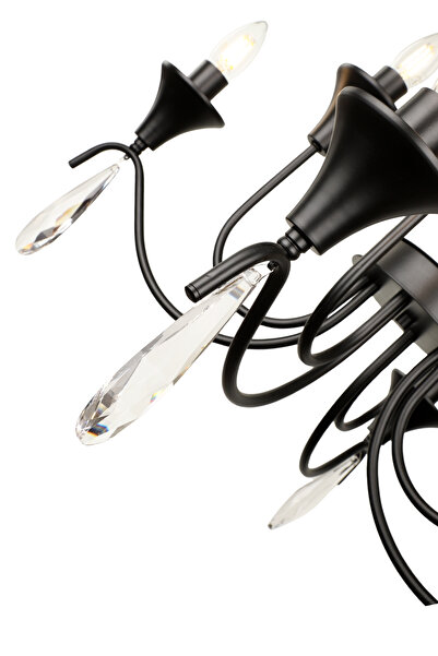 Begüsa Luno 8.Li Taşlı Avize Siyah